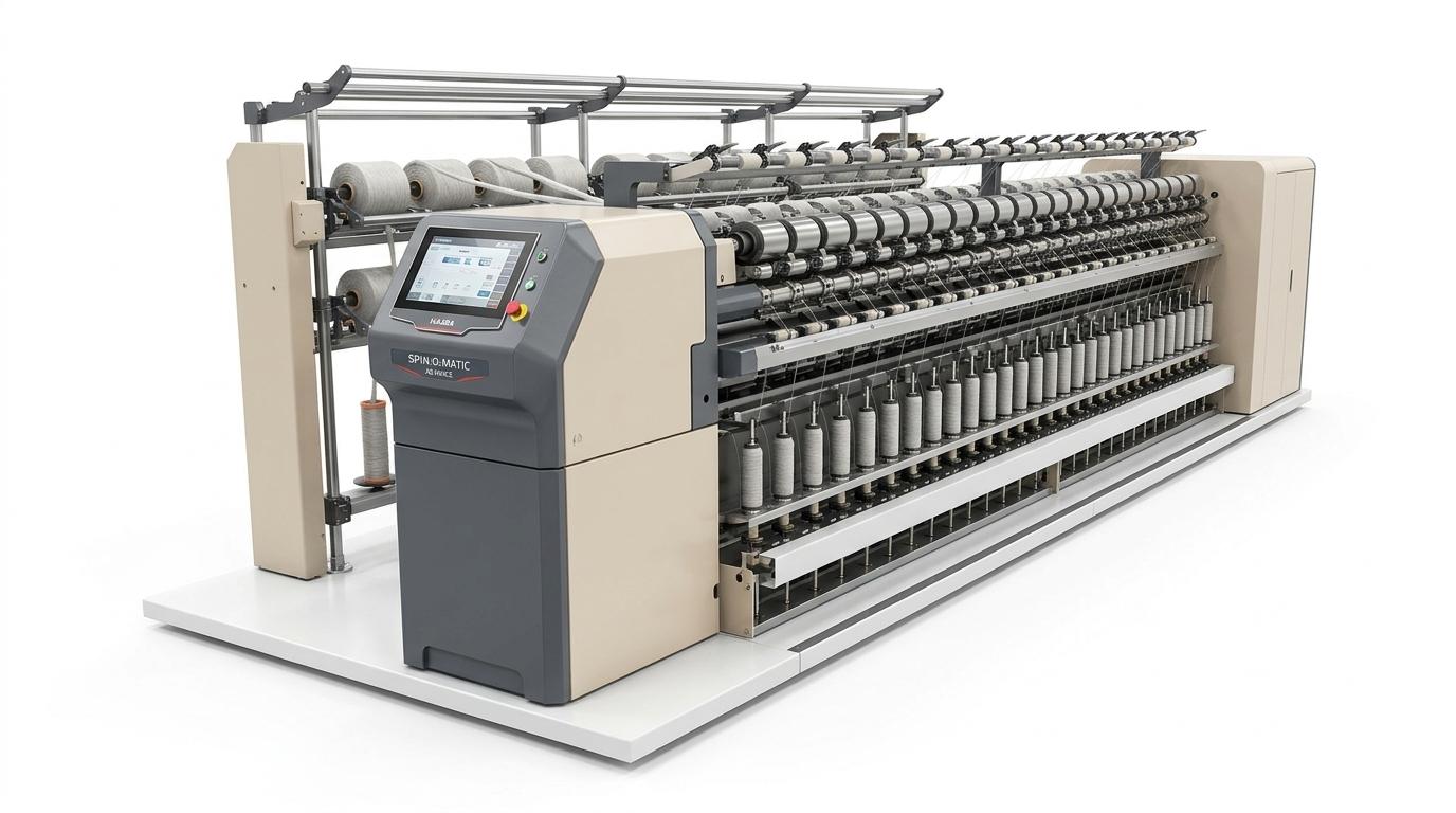 Industrial yarn spinning used for fabric manufacturing at JA Textile